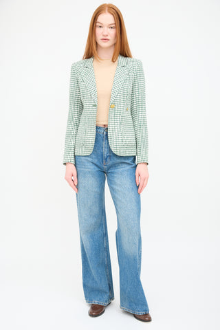 Smythe White 
Green Patch Pocket Duchess Blazer