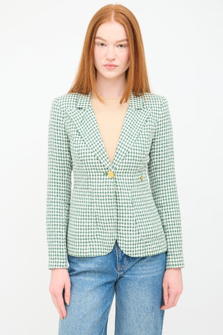 Smythe White 
Green Patch Pocket Duchess Blazer