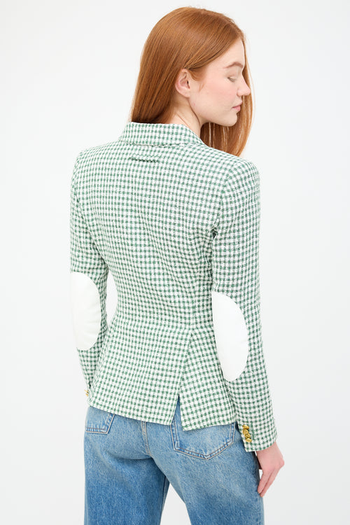 Smythe White 
Green Patch Pocket Duchess Blazer