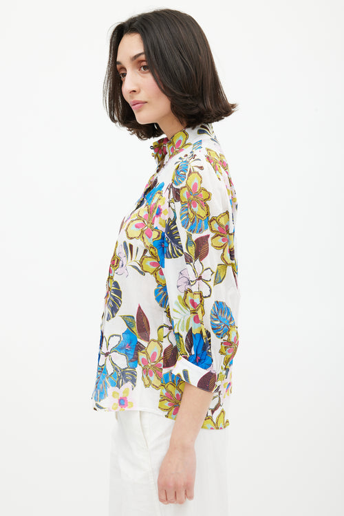 Smythe White 
Multi Floral Frontier Blouse