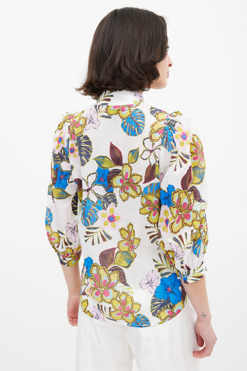 Smythe White 
Multi Floral Frontier Blouse