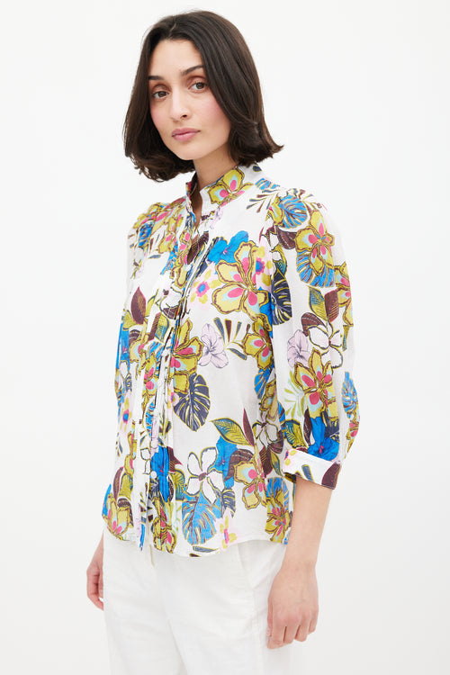 Smythe White 
Multi Floral Frontier Blouse