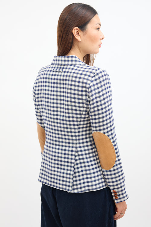 Smythe White 
Navy Linen Checkered Blazer