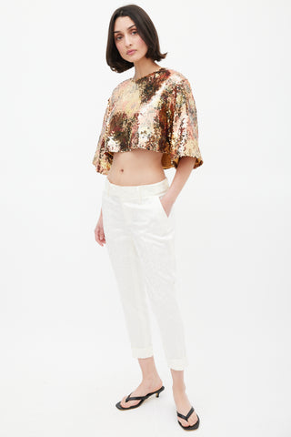 Smythe White Printed Capri Trouser