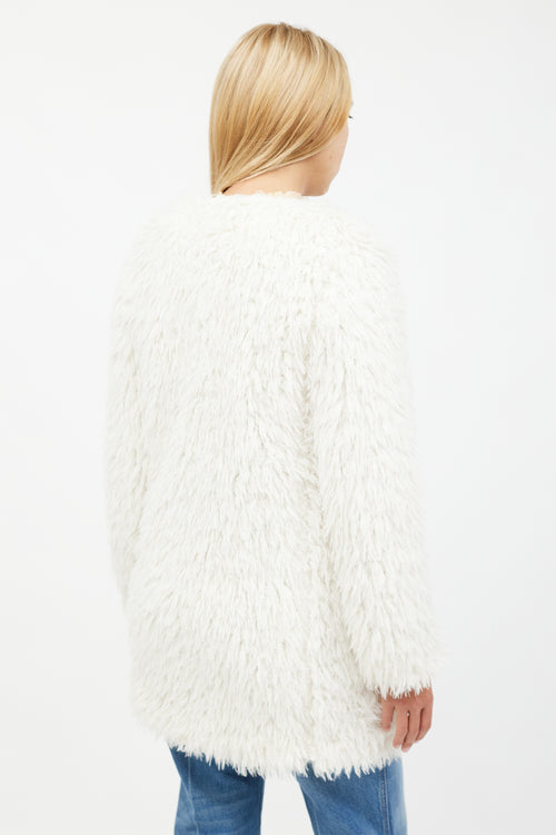 Smythe White Shaggy Faux Fur Jacket