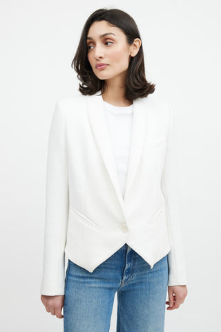 Smythe White Shawl One Button Blazer