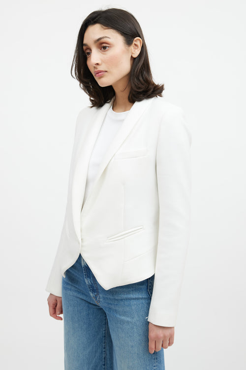 Smythe White Shawl One Button Blazer