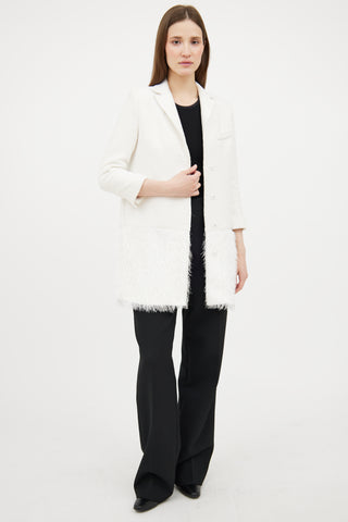 Smythe White Woven Fringe Blazer