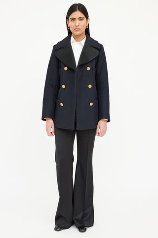 Sandro Wool Satin Doublebreasted Coat