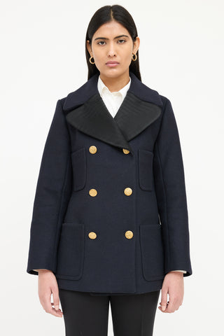 Sandro Wool Satin Doublebreasted Coat