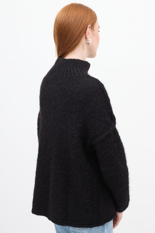 Smythe X Augden Black 
Multi Reverse Seam Intarsia Turtleneck Sweater