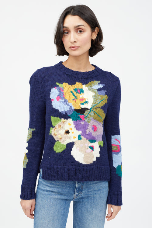 Smythe X Augden Navy 
Multi Floral Sweater