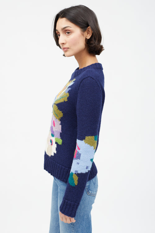 Smythe X Augden Navy 
Multi Floral Sweater