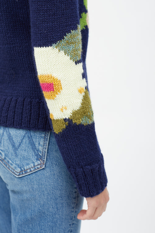 Smythe X Augden Navy 
Multi Floral Sweater