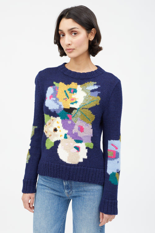 Smythe X Augden Navy 
Multi Floral Sweater