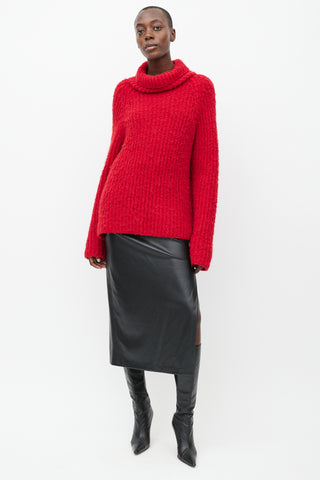 Smythe X Augden Red Thick Knit Turtleneck Sweater