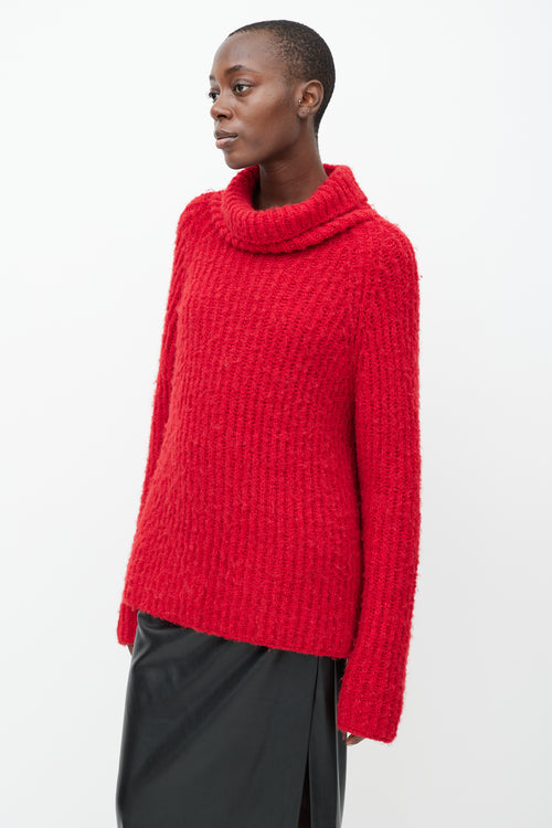 Smythe X Augden Red Thick Knit Turtleneck Sweater