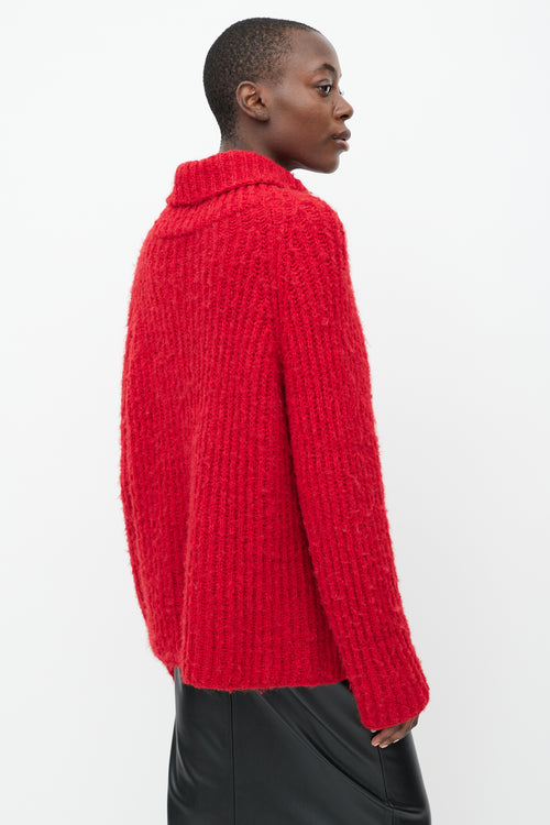 Smythe X Augden Red Thick Knit Turtleneck Sweater