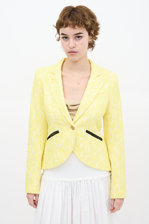 Smythe Yellow Floral Brocade Lace Blazer