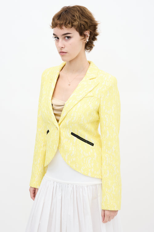 Smythe Yellow Floral Brocade Lace Blazer