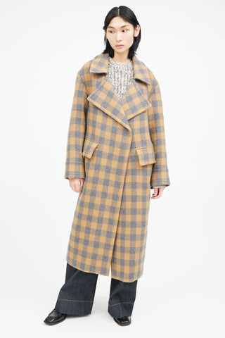 Smythe Yellow 
Grey Wool Plaid Coat