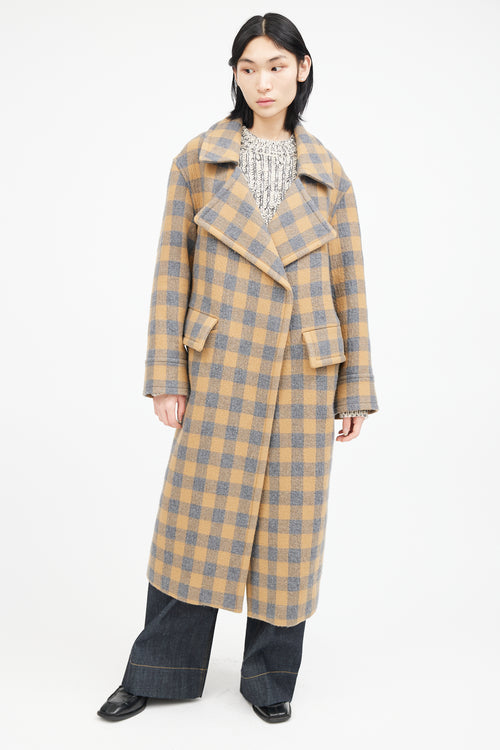 Smythe Yellow 
Grey Wool Plaid Coat