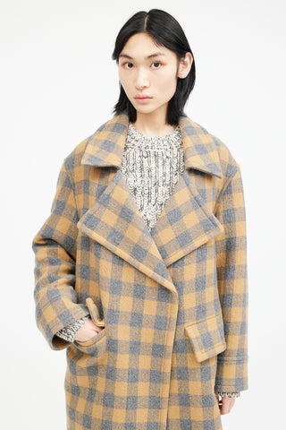 Smythe Yellow 
Grey Wool Plaid Coat