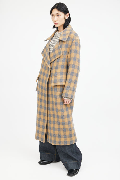 Smythe Yellow 
Grey Wool Plaid Coat