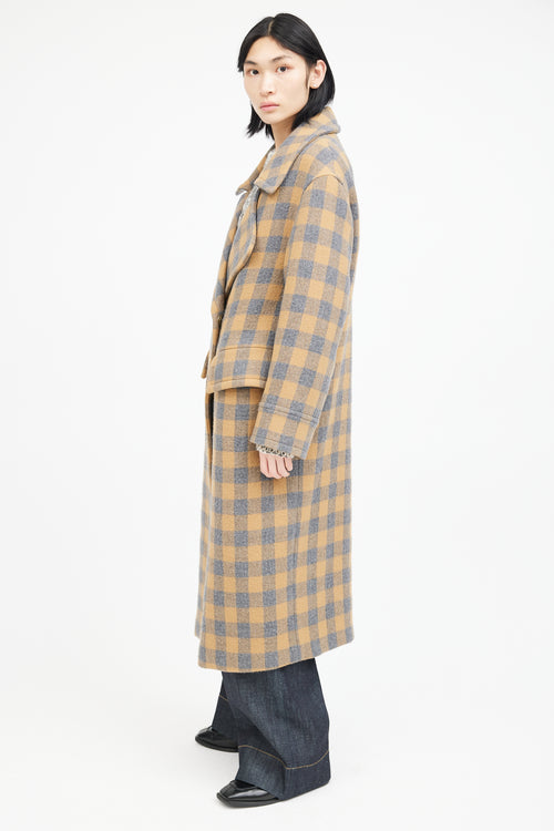 Smythe Yellow 
Grey Wool Plaid Coat