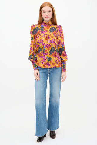 Smythe Yellow 
Multi floral High Neck Top