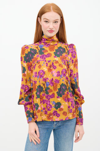 Smythe Yellow 
Multi floral High Neck Top