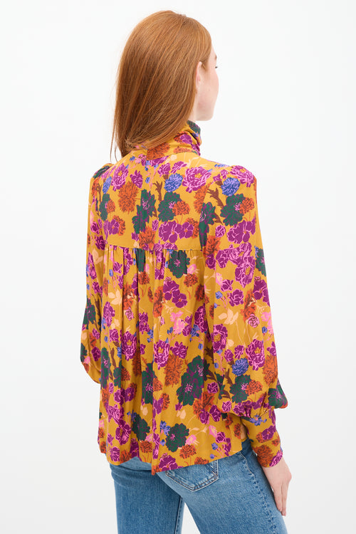 Smythe Yellow 
Multi floral High Neck Top