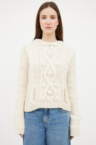 Smythe X Augden Cream Wool Cableknit Sweater