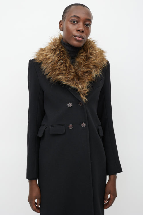 Smythe Black Wool Fur Collar Coat