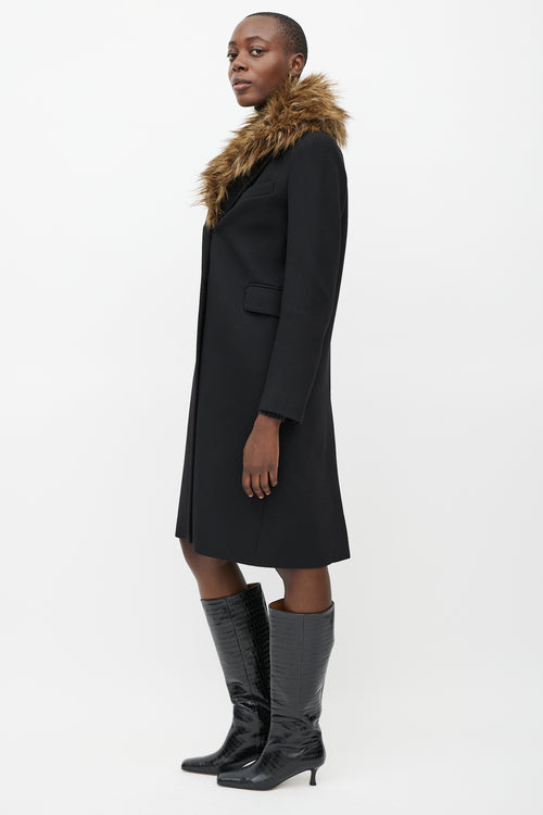 Smythe Black Wool Fur Collar Coat