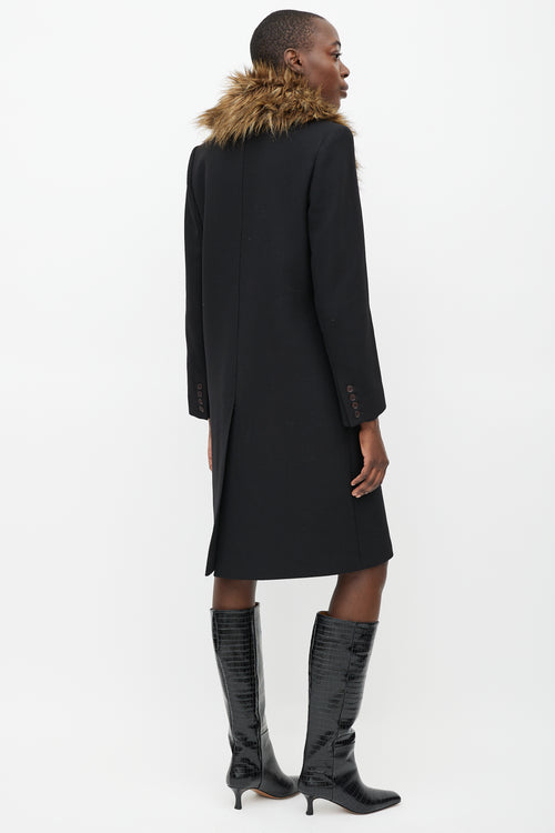 Smythe Black Wool Fur Collar Coat