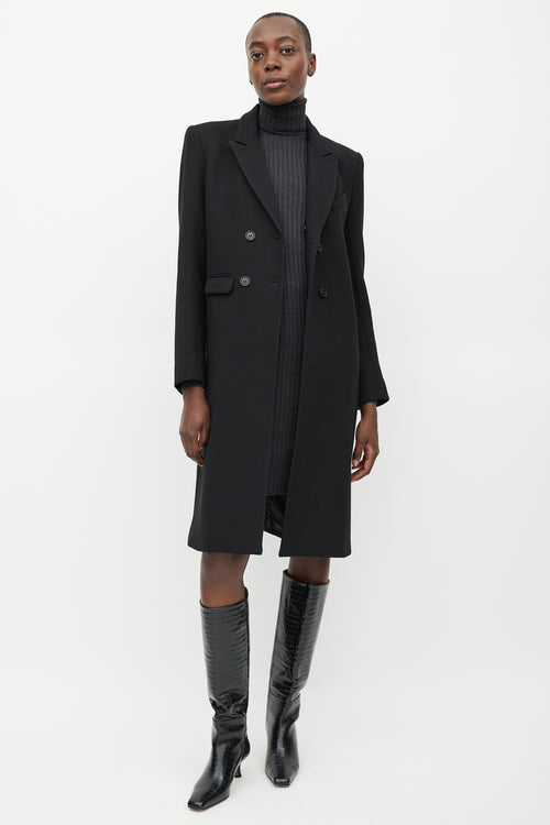 Smythe Black Wool Fur Collar Coat