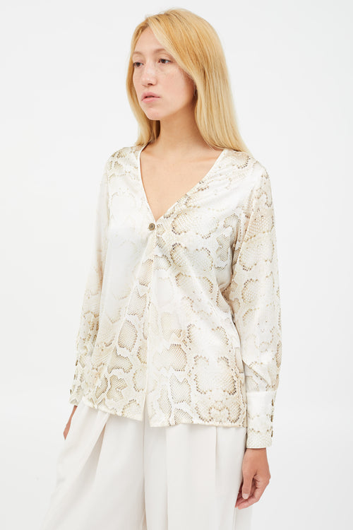 Smythe Cream 
Beige Printed Blouse