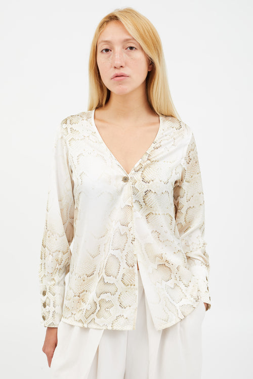 Smythe Cream 
Beige Printed Blouse