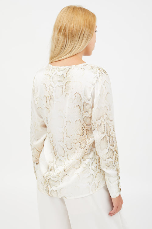 Smythe Cream 
Beige Printed Blouse