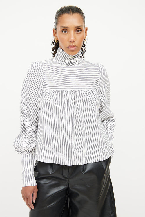 Smythe White 
Navy Striped Top