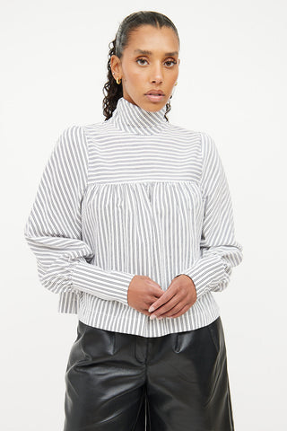 Smythe White 
Navy Striped Top