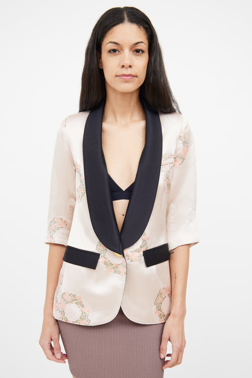 Smythe Beaufille Pink 
Black Half Sleeve Blazer