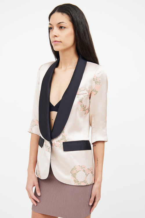 Smythe Beaufille Pink 
Black Half Sleeve Blazer