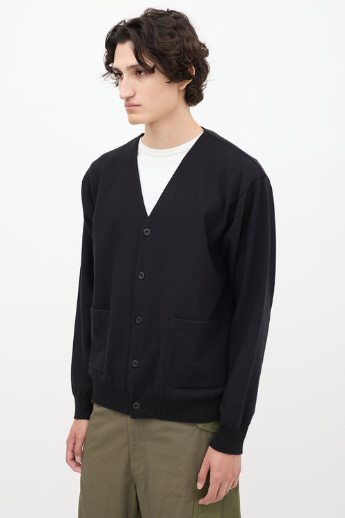 Snow Peak Black Cotton V-Neck Cardigan