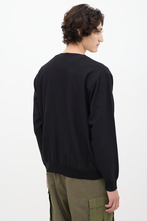 Snow Peak Black Cotton V-Neck Cardigan