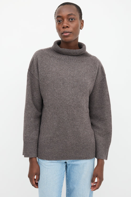 Soft Goat Brown Cashmere Mockneck Sweater