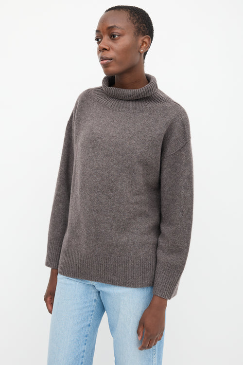  Brown Cashmere Mockneck Sweater