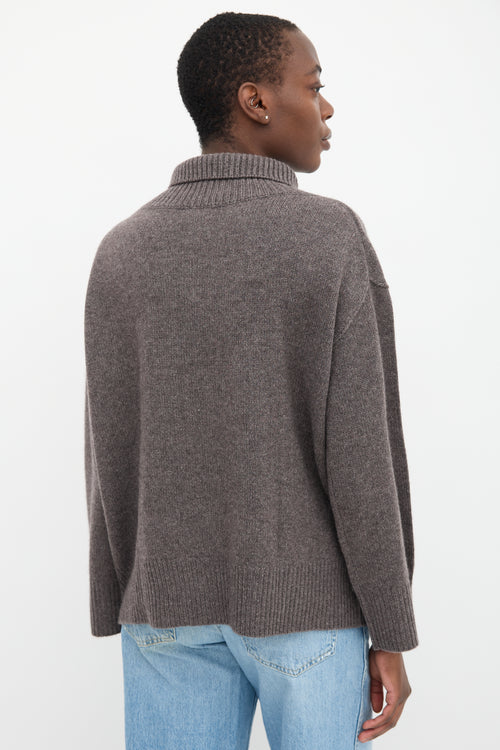  Brown Cashmere Mockneck Sweater