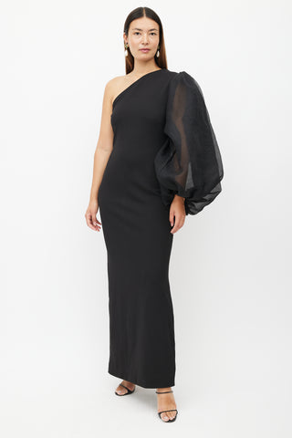 Solace London Black One Shoulder Maxi Dress